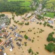 Luftaufnahme, überflutete Gemeinde Irrel im Juli 2021