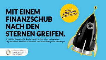 Rakete mit Slogan: Mit einem Finanzschub nach den Sternen greifen