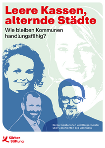 Titelblatt einer Broschüre mit grafisch gestalteten Gesichtern von zwei Männern und zwei Frauen