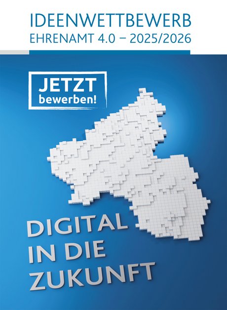 Plakat mit dem Umriss von Rheinland-Pfalz in Pixeln