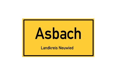 gelbes Ortsschild mit Aufdruck Ansbach Landkreis Neuwied